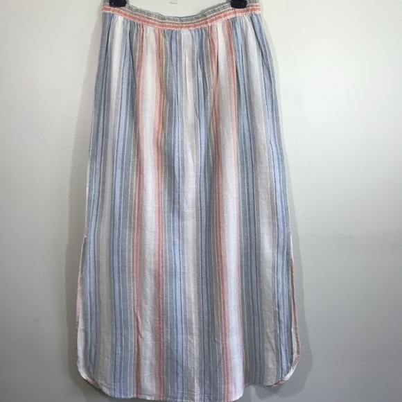 RD + koko Striped Cotton Maxi Skirt Button Front M - Picture 4 of 6